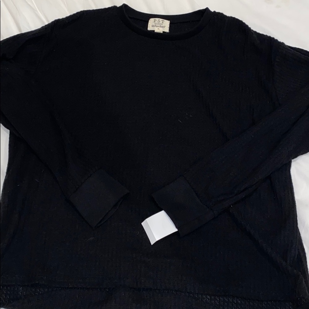 Project Social T Black Waffle Sweater